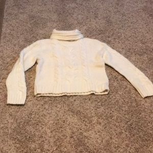 Off-white, fitted Jones New York sweater. Merino wool/Angora mix so very toasty.